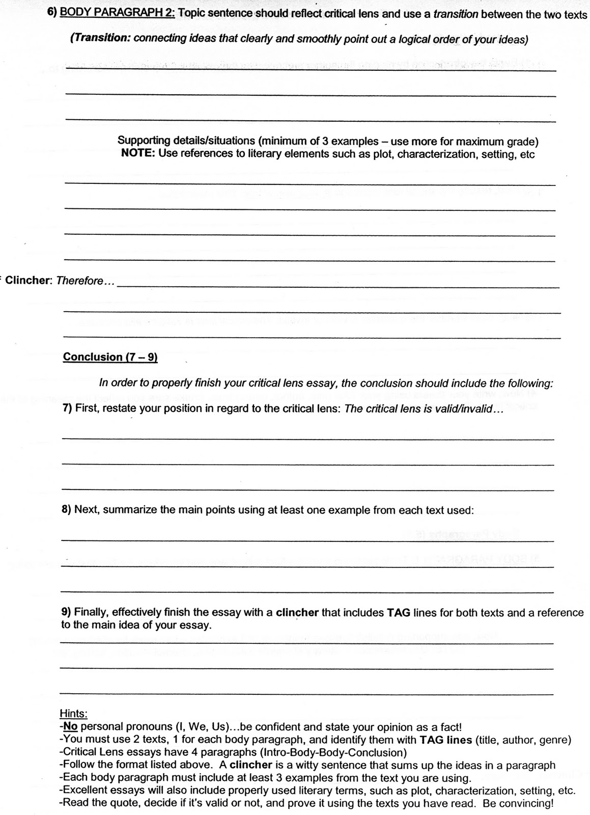 Writing a critical lens essay